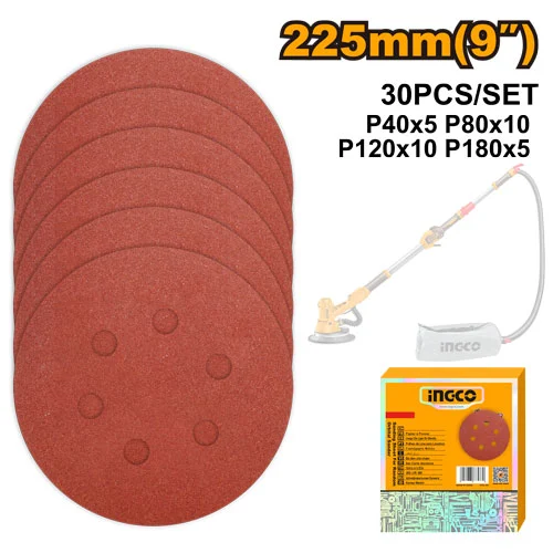 Complect de hîrtie abrazivă INGCO AKRS225030
