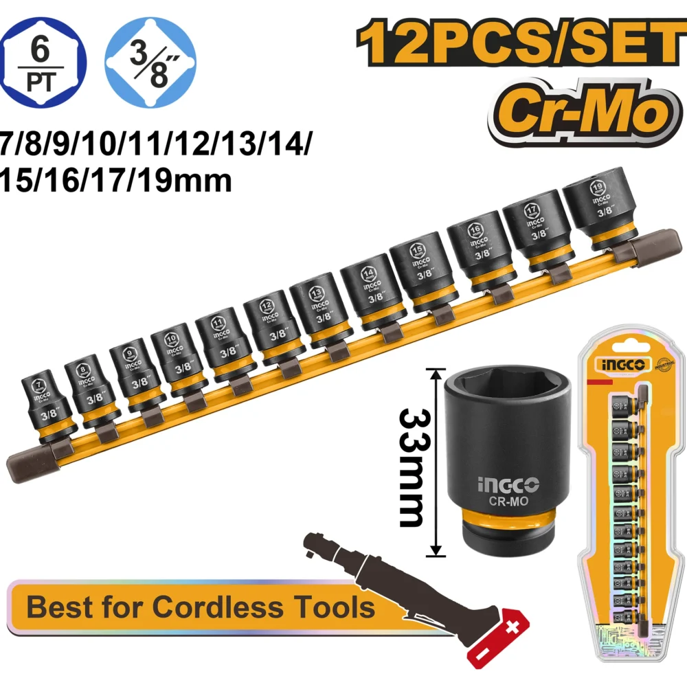 Set cap cheie tubulara 12 piese INGCO HKISSD38126