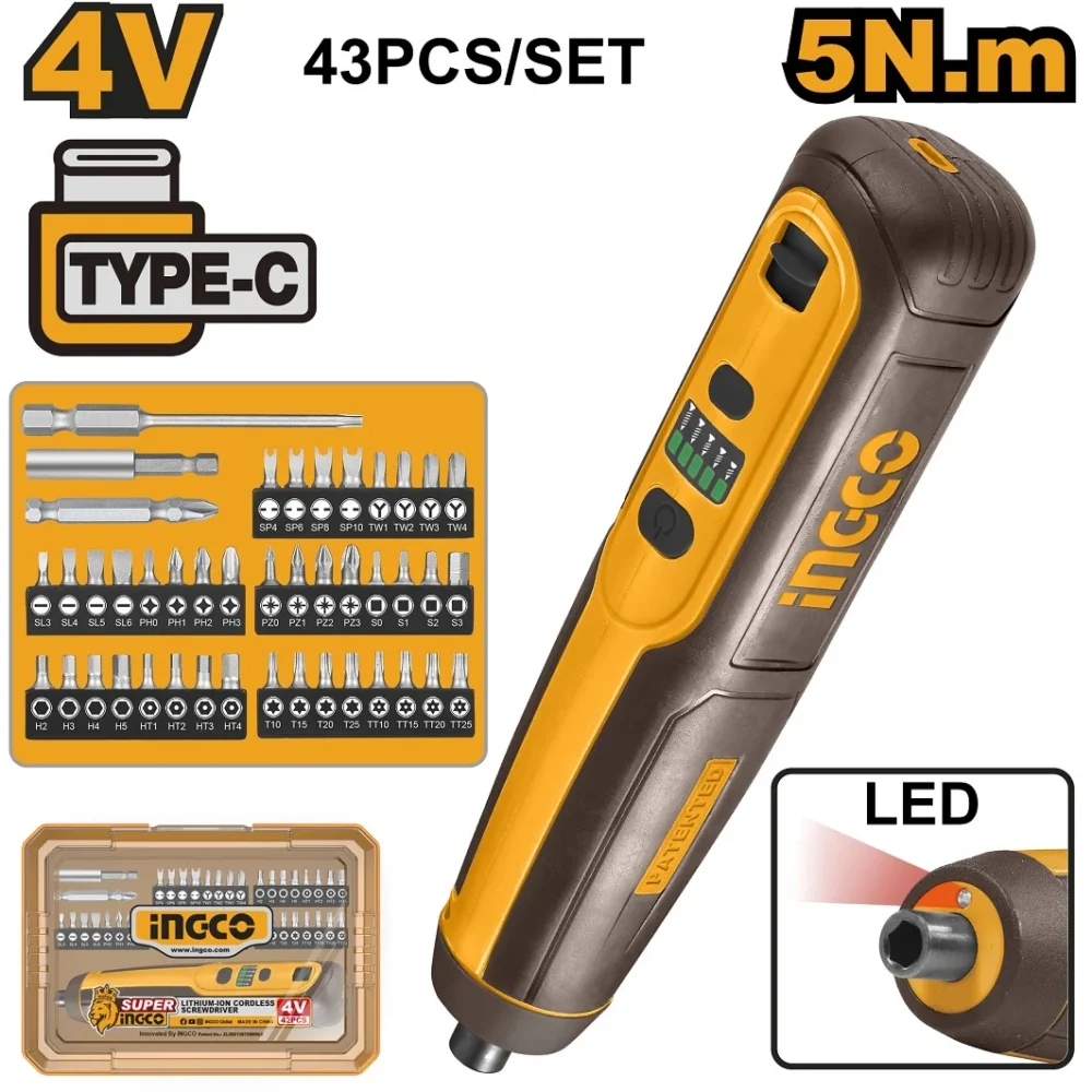 Masina de insurubat cu acumulator Li-Ion 4V 5N.m INGCO CSDLI04062