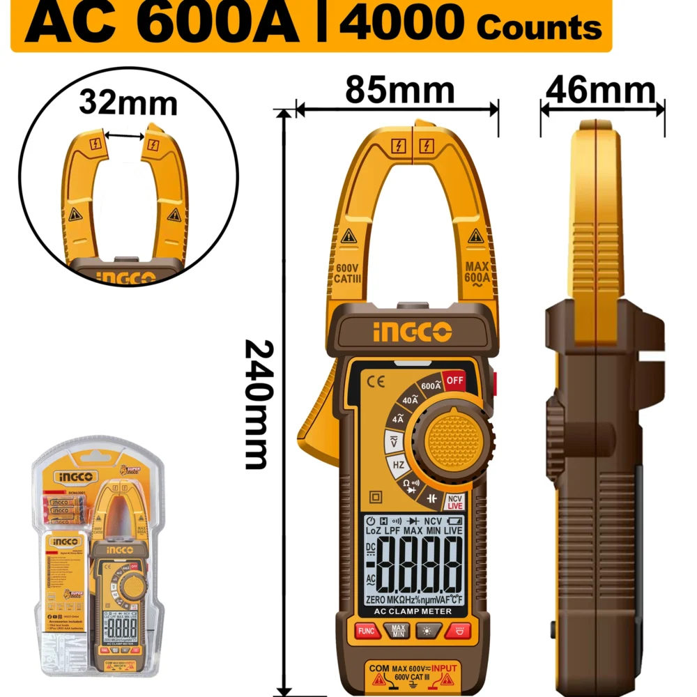 Clampmetru digital AC INGCO DCM66001
